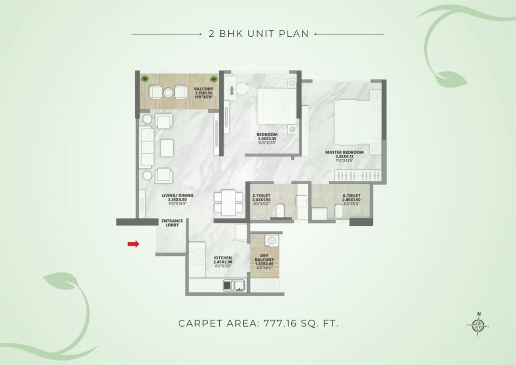 2 BHK Floor Plan